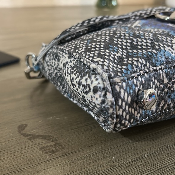 Rebecca Minkoff Blue and Black Crossbody Bag with Snakeskin Print - Picture 7 of 10